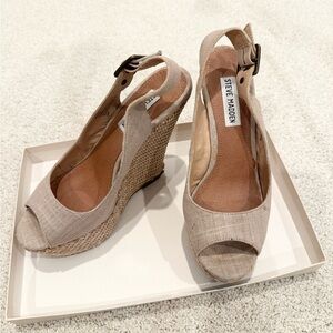 Steve Madden Women's Witness Tan Canvas Wedge Sandals